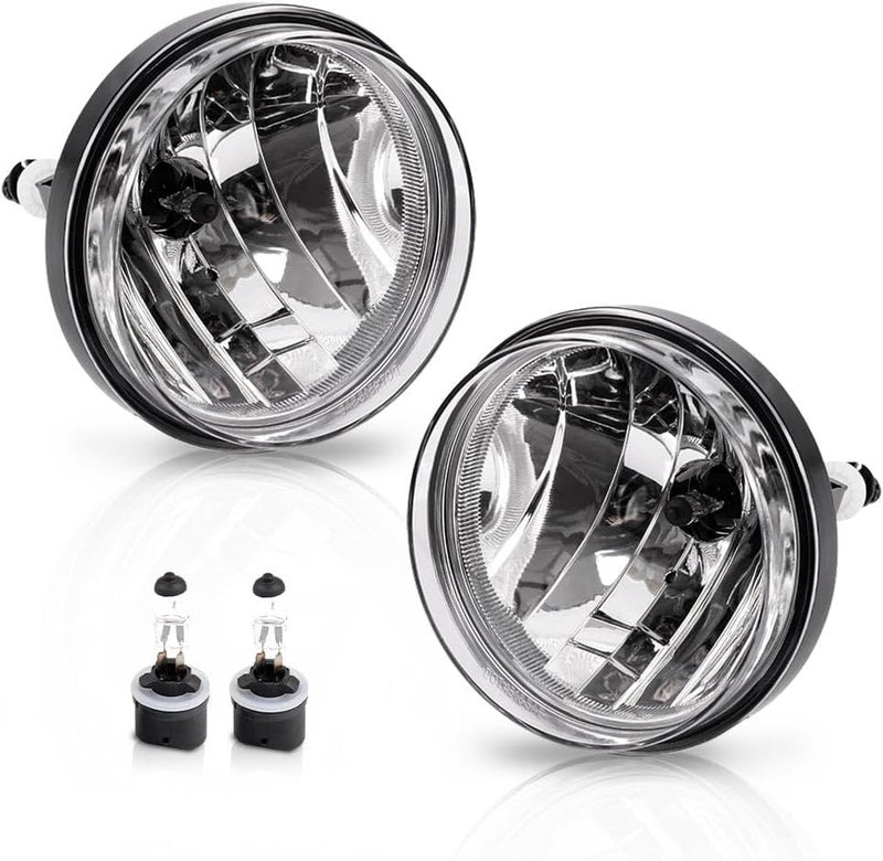 DOTCOM Front Bumper Fog Lights Lamps w/Bulbs Fit For GMC Sierra 1500 2007-2013/Sierra 2500HD 3500HD 2007-2014,Driving Fog Lamps Driver & Passenger Clear Lens GM2593161, GM2592161 - Image 1